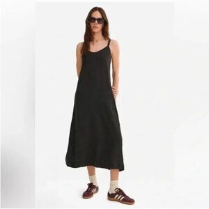 Mate the Label Linen Princess Maxi Dress Jet Black Large NWT Coastal Minimalist